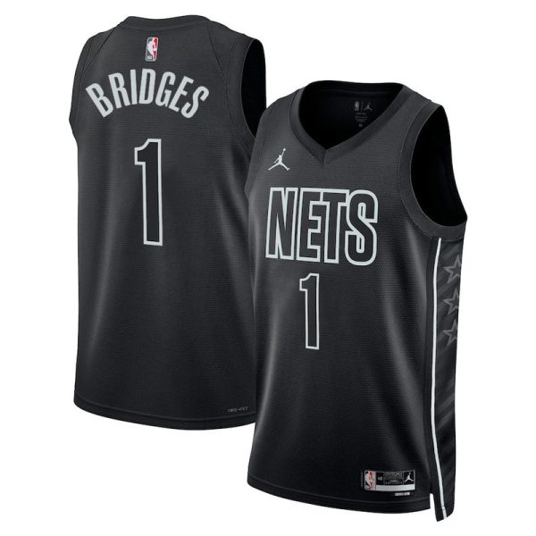 Maillot unisexe Brooklyn Nets Mikal Bridges Jordan Swingman noir - Édition Statement - Boutique officielle de maillots NBA