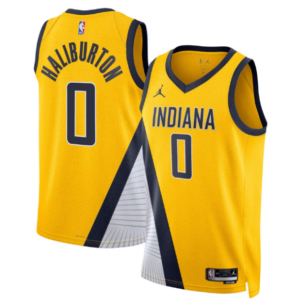 Maillot unisexe Indiana Pacers Tyrese Haliburton Jordan Gold Swingman - Édition Statement - Boutique officielle de maillots NBA