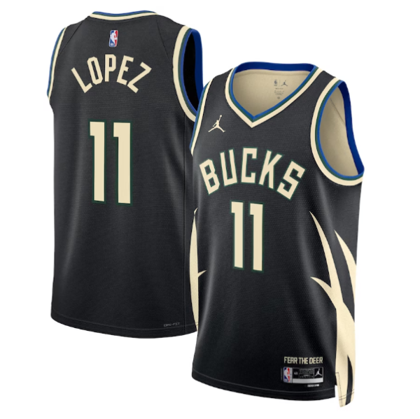 Maillot Swingman noir unisexe Milwaukee Bucks Brook Lopez Jordan - Édition Statement - Boutique officielle de maillots NBA