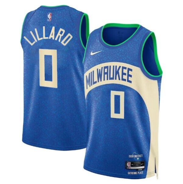 Maillot unisexe Milwaukee Bucks Damian Lillard Nike Bleu Swingman - City Edition - Boutique officielle de maillots NBA