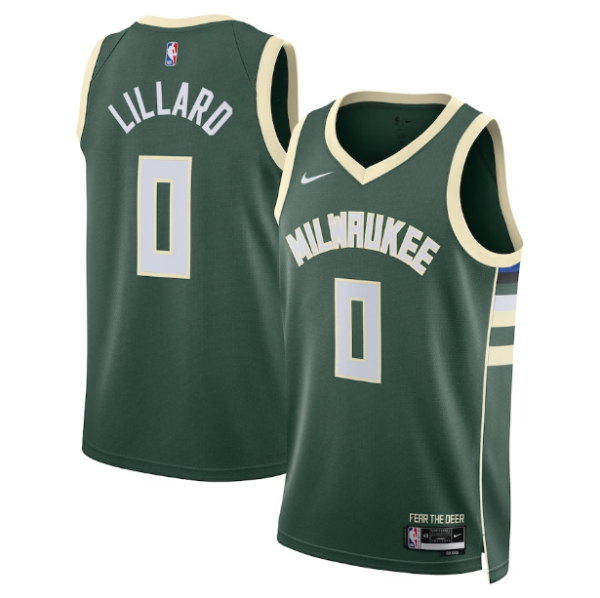 Maillot unisexe Milwaukee Bucks Damian Lillard Nike Hunter Green Swingman - Édition Icon - Boutique officielle de maillots NBA