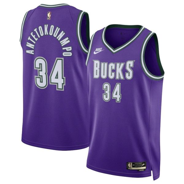 Maillot unisexe Milwaukee Bucks Giannis Antetokounmpo Nike violet Swingman - Édition classique - Boutique officielle de maillots NBA