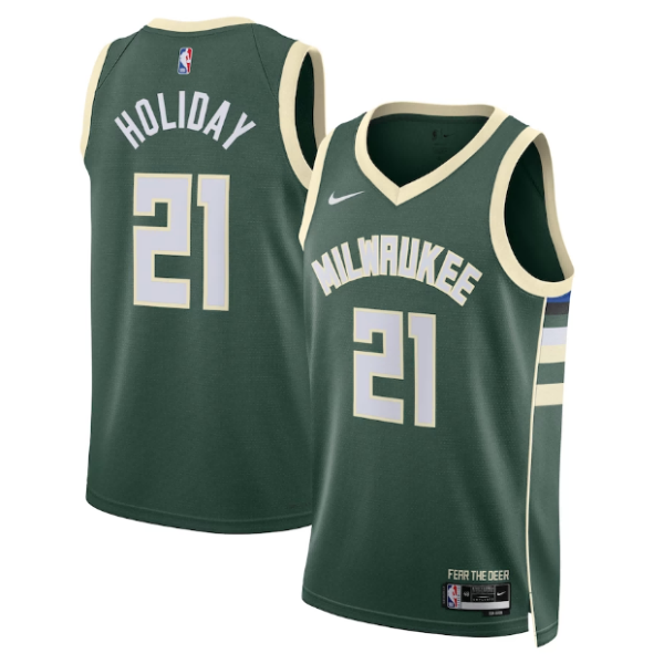 Maillot unisexe Milwaukee Bucks Jrue Holiday Nike Hunter Green Swingman - Icon Edition - Boutique officielle de maillots NBA
