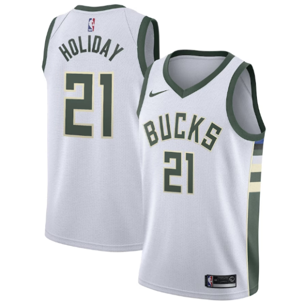 Maillot Swingman Nike blanc Milwaukee Bucks Jrue Holiday unisexe - Édition Association - Boutique officielle de maillots NBA