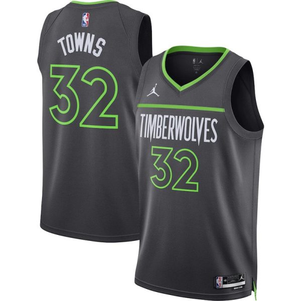 Maillot unisexe Minnesota Timberwolves Karl-Anthony Towns Jordan Brand Charcoal Swingman - Édition Statement - Boutique officielle de maillots NBA