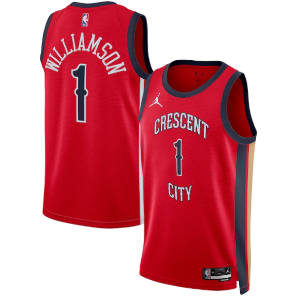 Maillot unisexe New Orleans Pelicans Zion Williamson Jordan Brand rouge Swingman - Édition Statement - Boutique officielle de maillots NBA