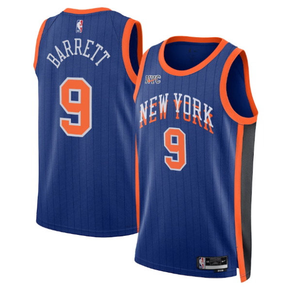 Maillot unisexe New York Knicks RJ Barrett Nike Bleu 2023-24 Swingman - City Edition - Boutique officielle de maillots NBA
