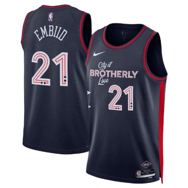 Maillot unisexe Philadelphia 76ers Joel Embiid Nike Navy City Edition Swingman - Boutique officielle de maillots NBA