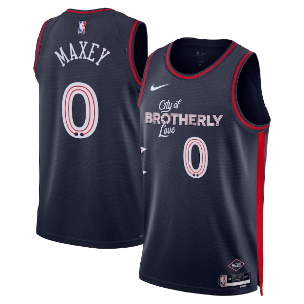 Maillot unisexe Philadelphia 76ers Tyrese Maxey Nike Navy City Edition Swingman - Boutique officielle de maillots NBA