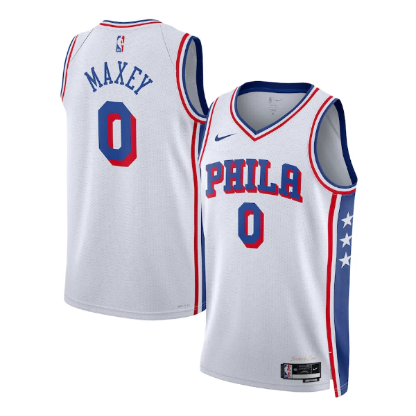 Maillot unisexe Philadelphia 76ers Tyrese Maxey Nike blanc Association Edition Swingman - Boutique officielle de maillots NBA