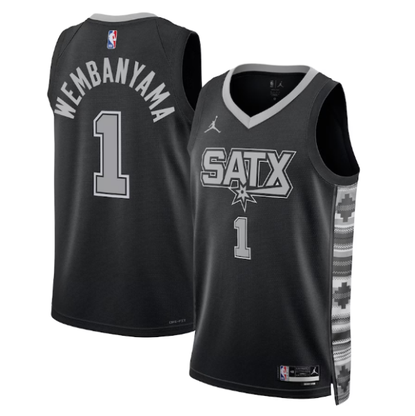 Maillot unisexe San Antonio Spurs Victor Wembanyama Jordan Swingman noir - Édition Statement - Boutique officielle de maillots NBA